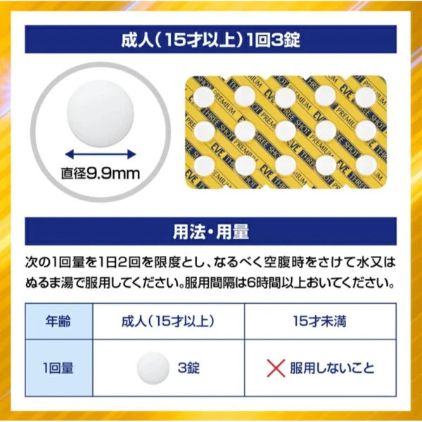 金色加強版-Eve Three Shot Premium 止痛藥 60錠